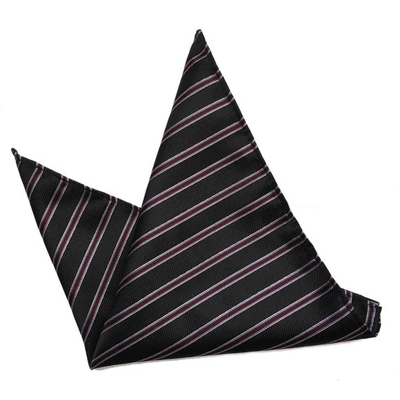 Gascoigne Silk Pocket Square Black Gray Burgundy - Picture 1 of 1